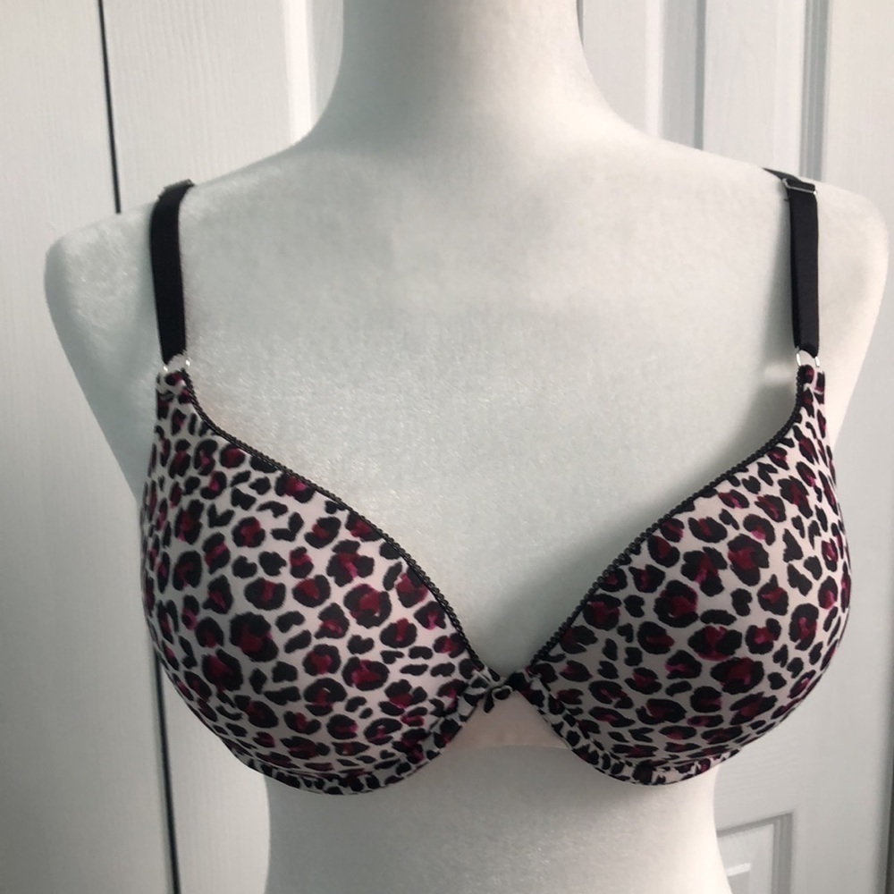 LILY OF FRANCE Animal Print Push-Up Underwire Bra Size 36C